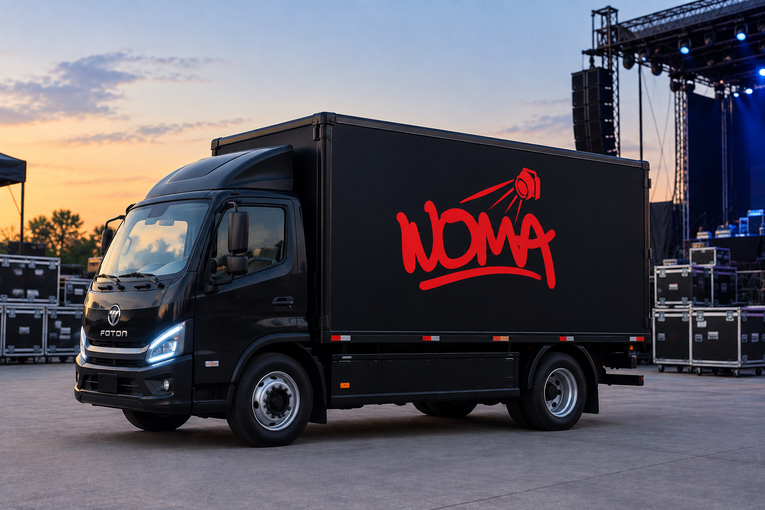 Operativo NOMA en venue al atardecer