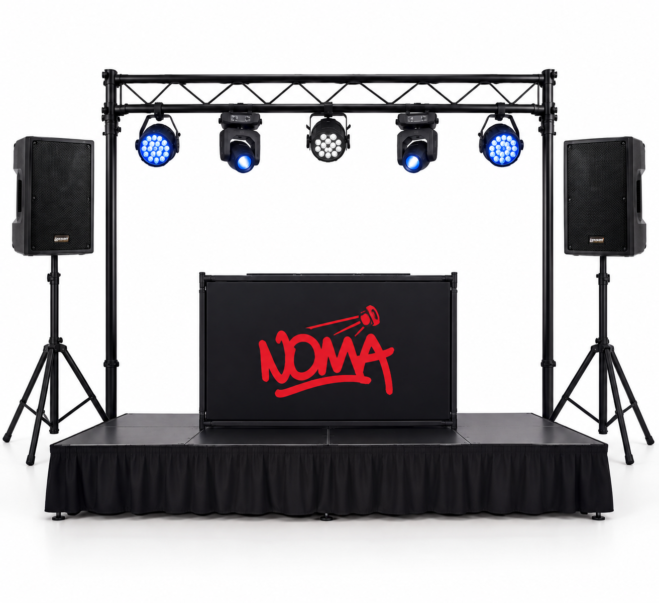 Pack NOMA completo con escenario, sistema de audio e iluminación